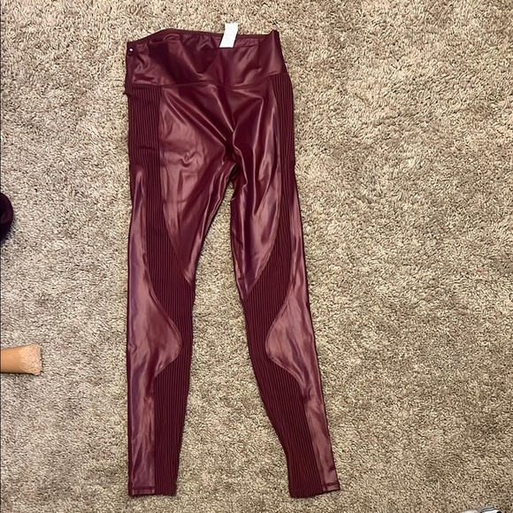 Maroon Faux Leather Leggings - Picture 2 of 3